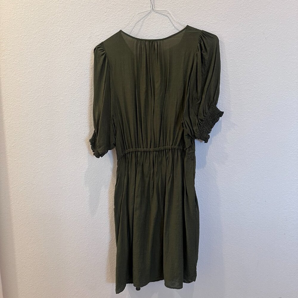 Anthropology Nicole Puff Sleeve Shirtdress Green (M) - Picture 4 of 6